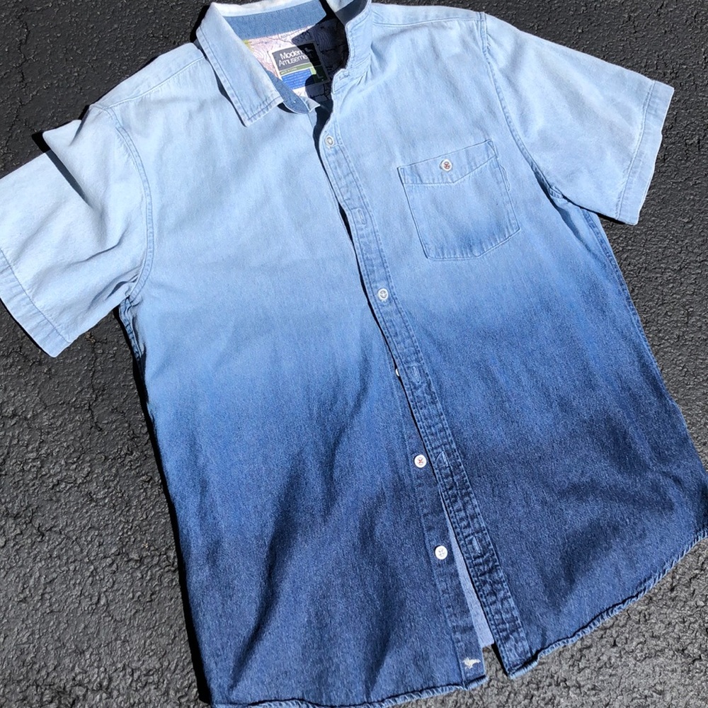 Mens Dip Dyed Denim Button Up